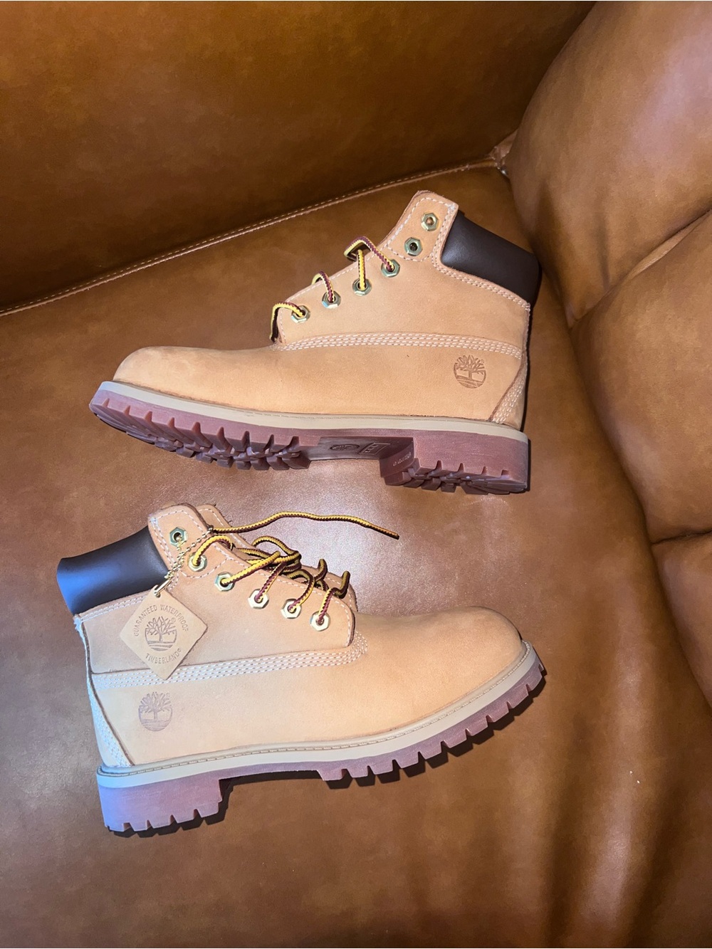 Timberland Premium 6-Inch wheat nubuck Waterproof Boots size 2.5 women’s 4